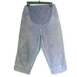 Maternity Jeans Sz 10 Pull On Denim Capri Light Wast Womens In Due Time